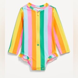 Old Navy Colorful Striped Long Sleeve Swimsuit 3-6 Months